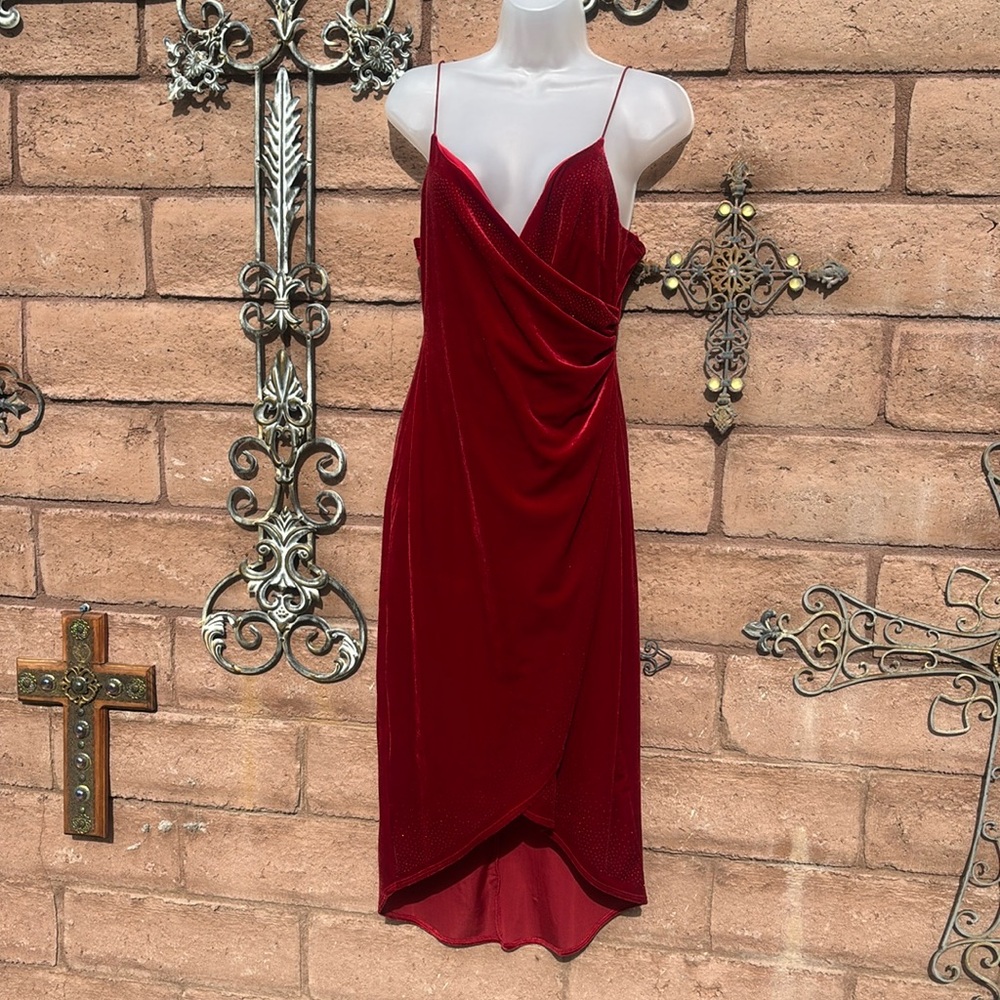Vintage Rampage Red Velvet Gown Spaghetti Straps Size M/L 90s Dark Romantic
